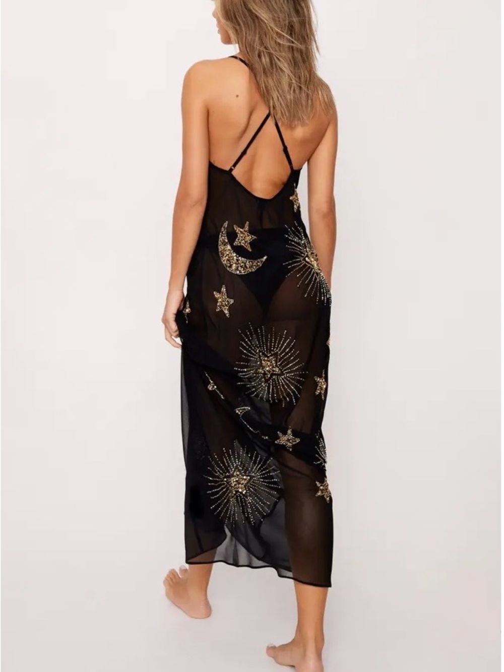 Nasty Gal Black Sequin Moon & Star Maxi Dress - Picture 3 of 3
